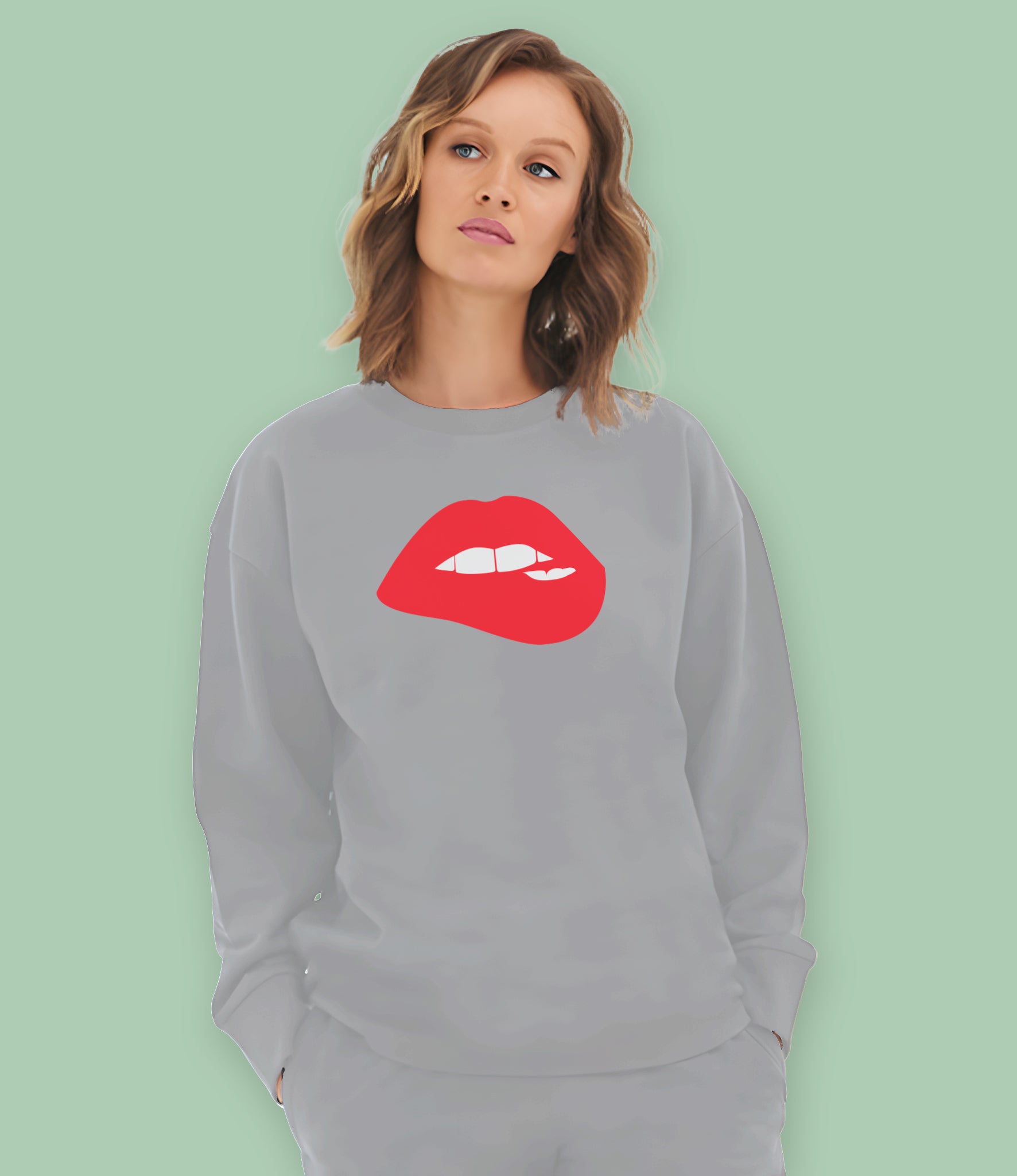 "Bite ya lip" Organic Cotton Womens Sweatshirt