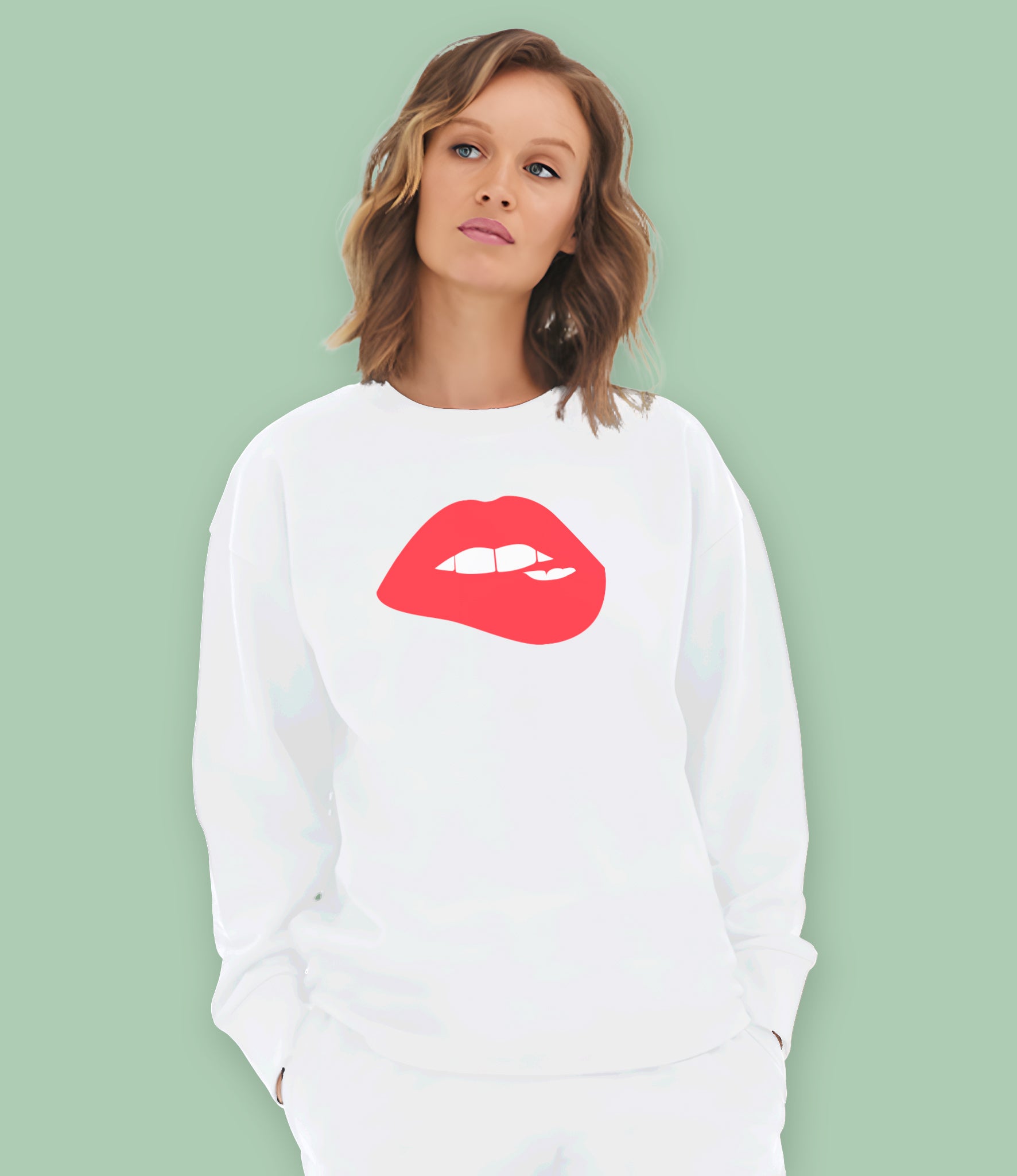 "Bite ya lip" Organic Cotton Womens Sweatshirt